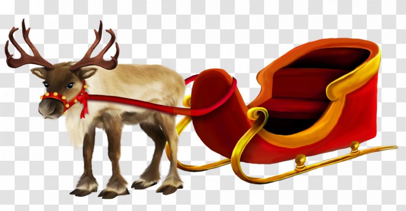Rudolph The Red-Nosed Reindeer - Christmas - And Sleigh Picture Transparent PNG