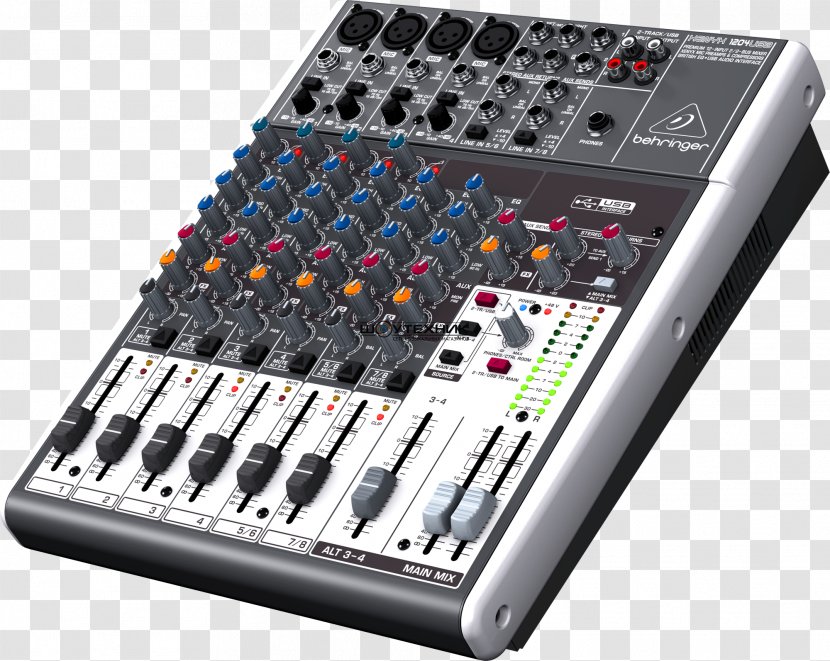 Microphone Behringer Xenyx X1204USB Audio Mixers - Electronic Musical Instrument Transparent PNG