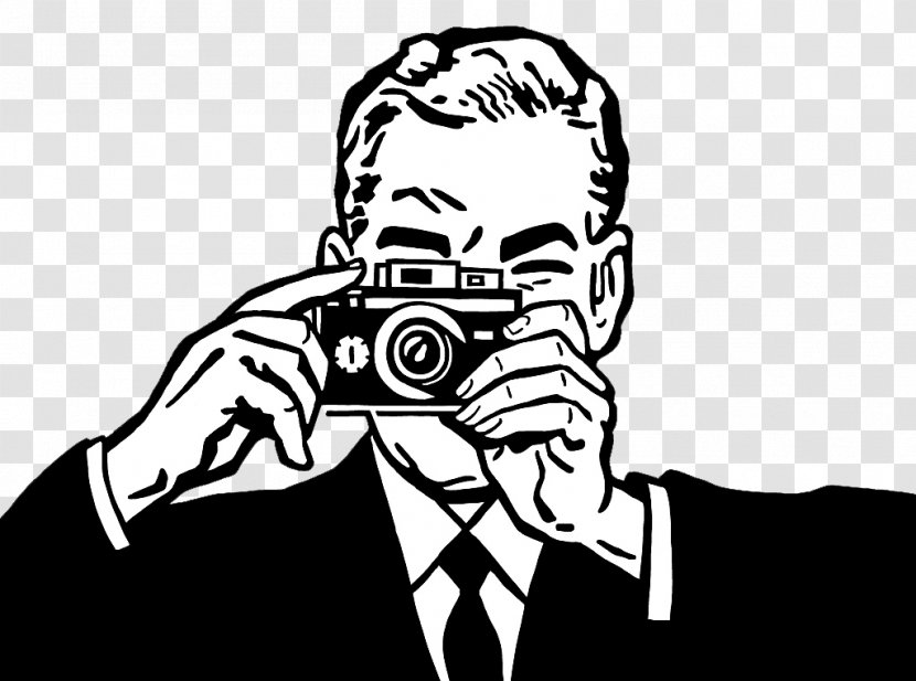 Black And White Camera Photographer Illustration - Cartoon - Vector Focus On Shooting Characters Painting Transparent PNG