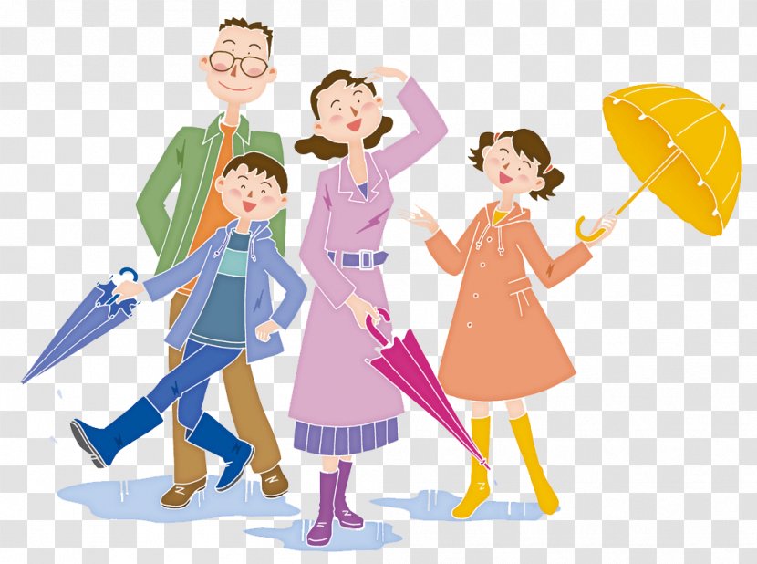 Happiness Cartoon Family Illustration - Heart - And A Umbrella Transparent PNG