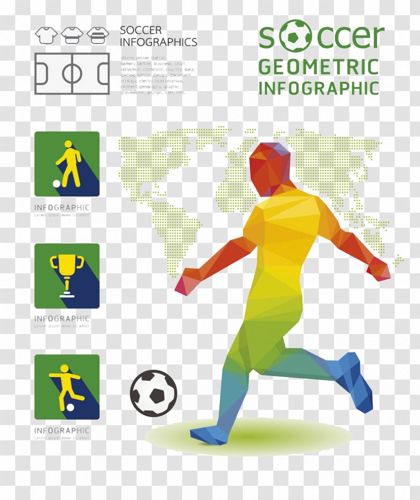 Football Infographic Illustration - Product Design - World Map And Polygon Figures Transparent PNG