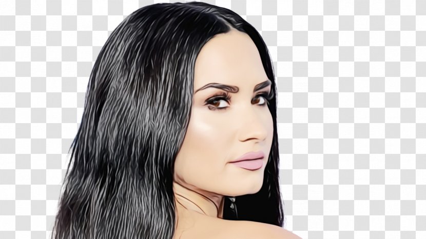 Demi Lovato Long Hair Black Celebrity - Temple - Forehead Transparent PNG