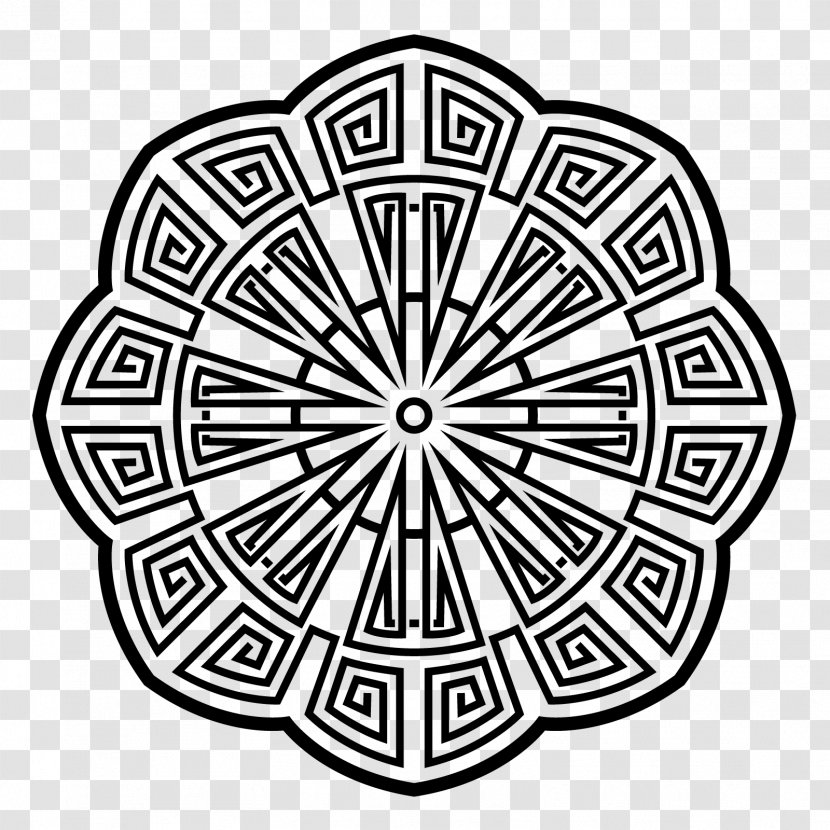 Coloring Book Line Art Mandala Black And White - Mandalas Transparent PNG