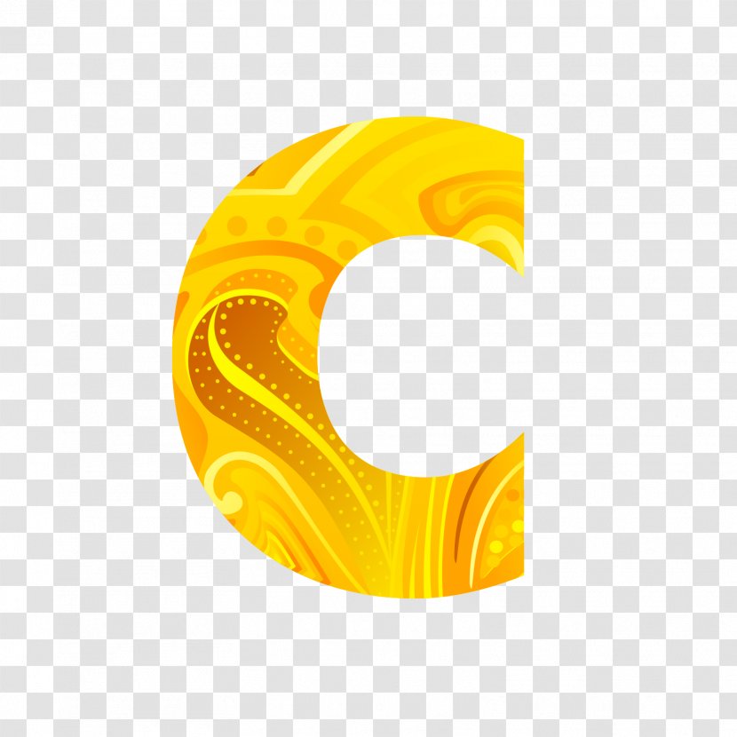 Letter C Alphabet Font - Orange - Golden Letters Transparent PNG