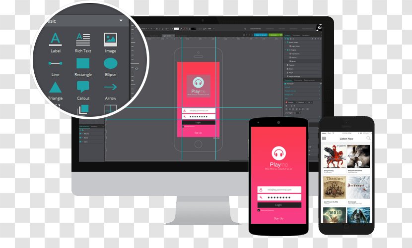 Website Wireframe Design Tool Justinmind - Multimedia - Mobile Phone Transparent PNG