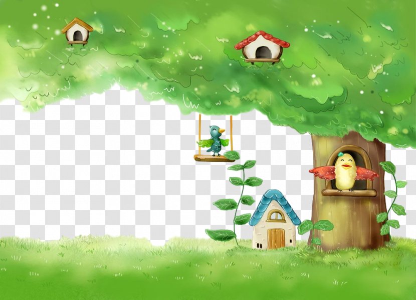 Green Cartoon Tree Grass Games - Plant - Landscape Fictional Character Transparent PNG