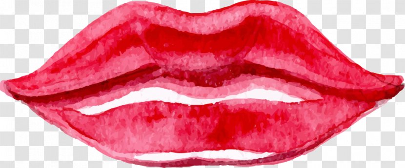 Lip Watercolor Painting Kiss - Drawing - Cartoon Lips Transparent PNG