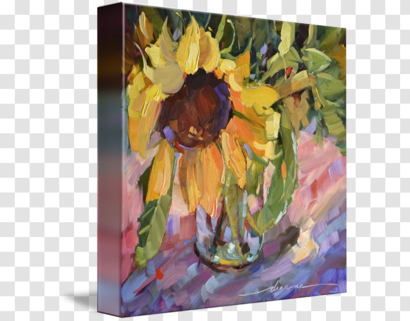 Floral Design Acrylic Paint Modern Art Still Life Painting - Sunflower Transparent PNG