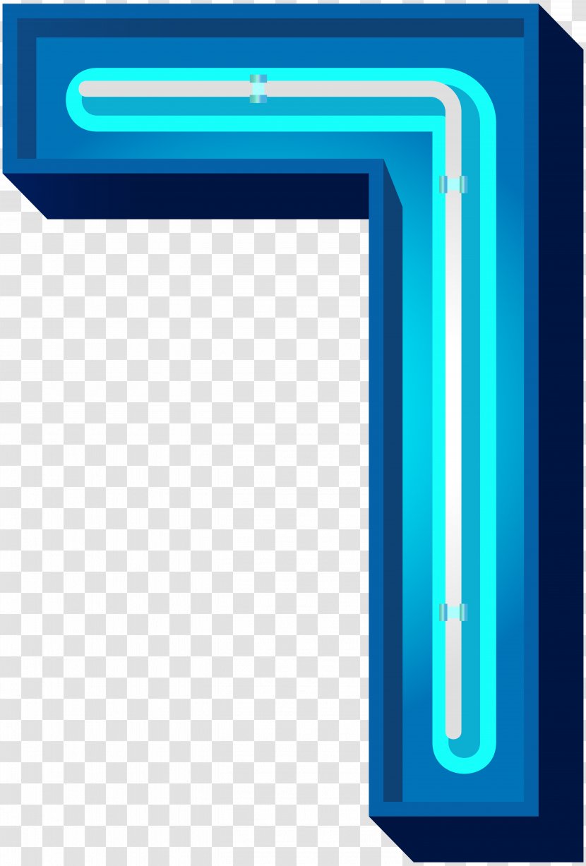 Number Clip Art - Seven Blue Neon Image Transparent PNG