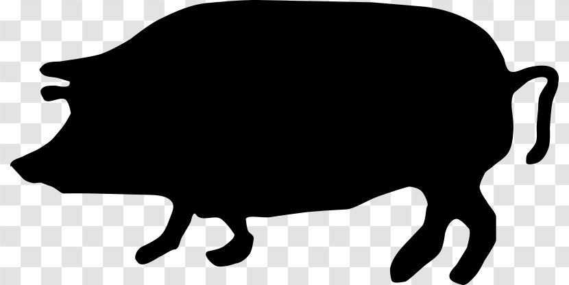 Pig Silhouette Clip Art - Black And White Transparent PNG