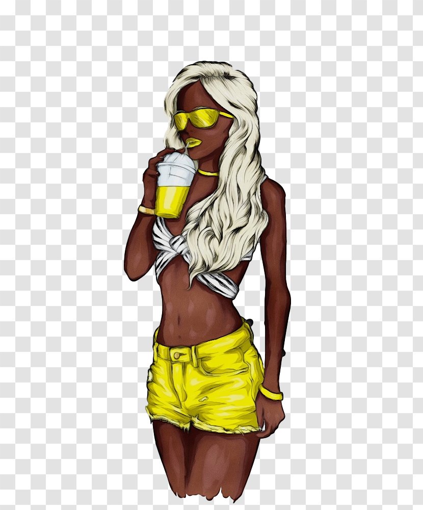 Yellow Cartoon Costume Muscle Sketch - Animation Transparent PNG