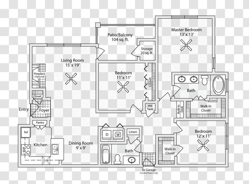 Sonsrena Floor Plan Apartment House Bedroom - Technical Drawing Transparent PNG