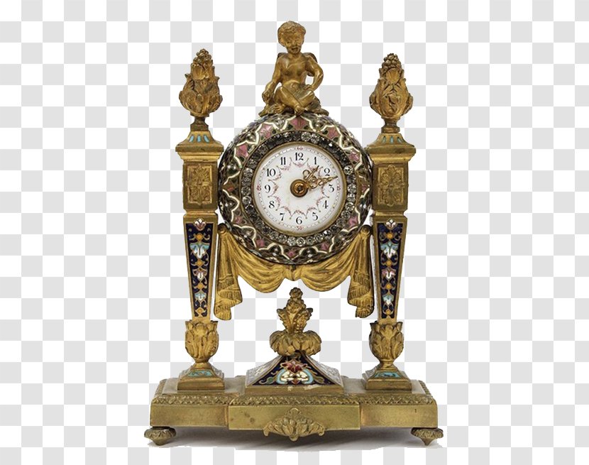 Carriage Clock Antique Vitreous Enamel Furniture - France Copper Gilt Decoration Transparent PNG