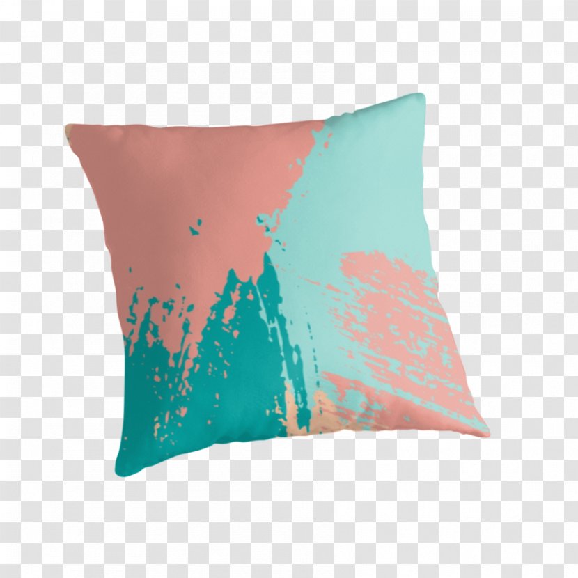Throw Pillows Turquoise Cushion Teal - Aqua - Watercolor Stroke Transparent PNG