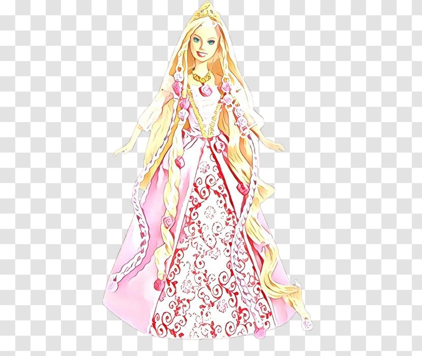 Doll Barbie Pink Costume Design Fashion Illustration - Long Hair Transparent PNG