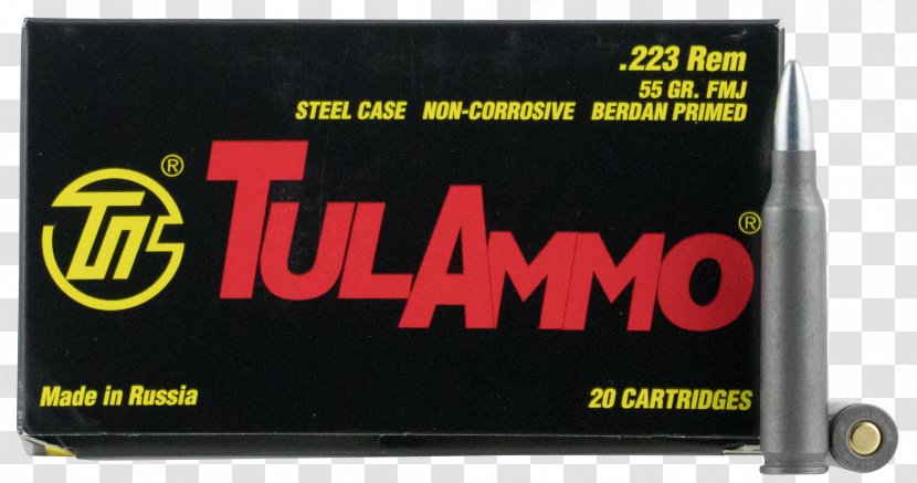 Full Metal Jacket Bullet .223 Remington Ammunition Cartridge Tula Arms Plant - Cartoon Transparent PNG