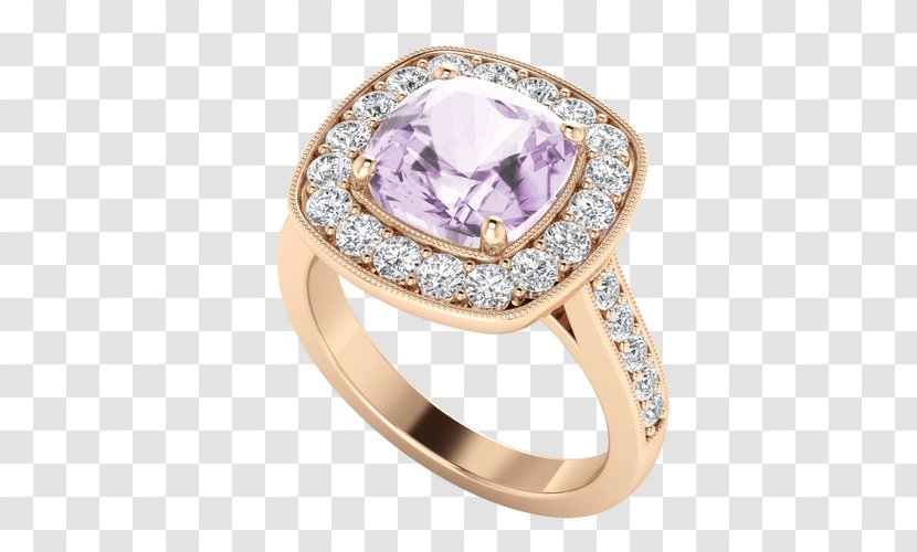 Amethyst Gold Ring Peridot Diamond - White - Pink Halo Transparent PNG