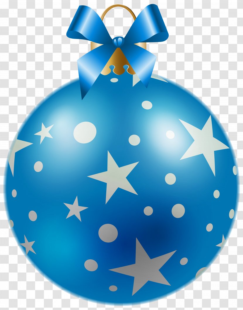 Christmas Ornament Clip Art - Sphere - Blue Ball With Stars Clipart Image Transparent PNG