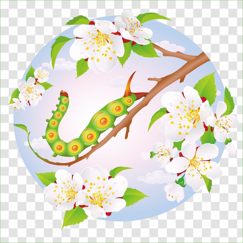 Insect Caterpillar Cartoon Illustration - Floristry - Fun-filled And Flowers Transparent PNG