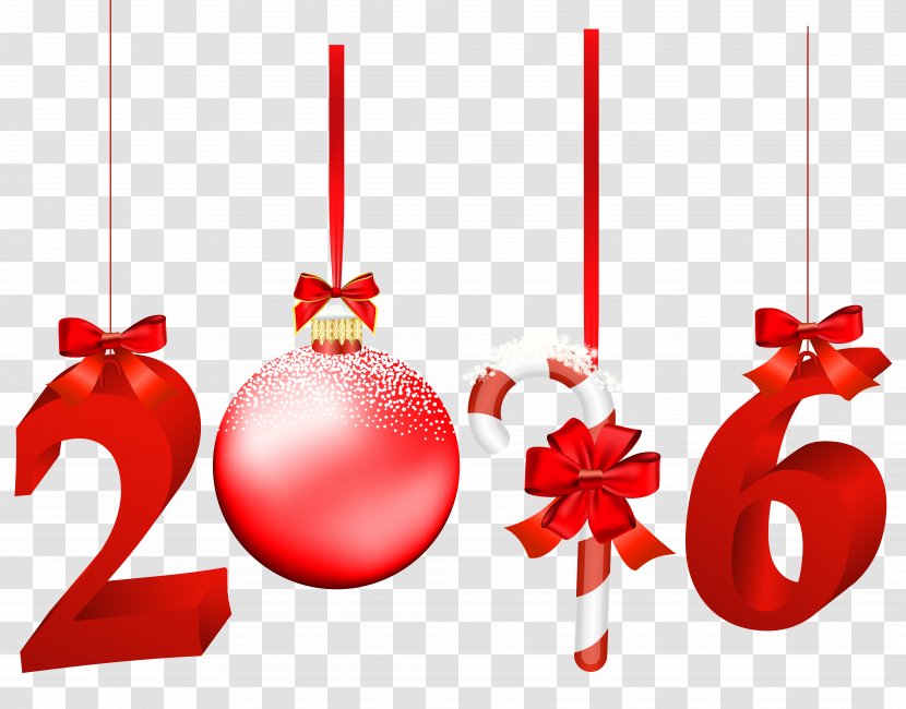 Christmas New Year Clip Art - Decoration - 2016 Red Transparent Image Transparent PNG