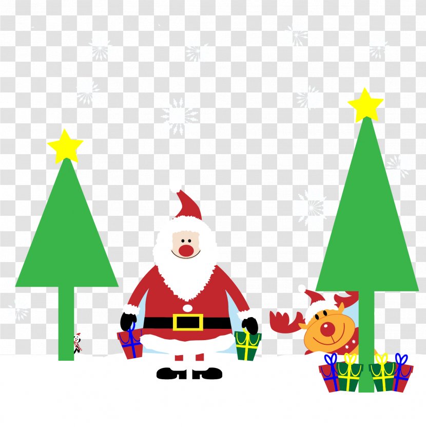 Santa Claus Reindeer Christmas Card Gift - Toy - Vector Transparent PNG