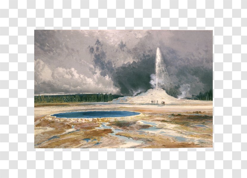 Watercolor Painting Yellowstone Caldera Castle Geyser Tower Falls At - Landscape Transparent PNG