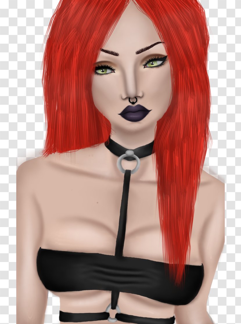 Red Hair Coloring Black Brown - Wig Transparent PNG