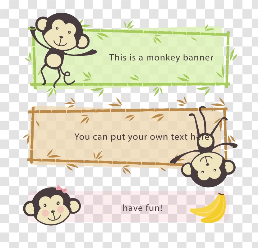Download Cartoon Banner - Material - Vector Monkey Sign Transparent PNG