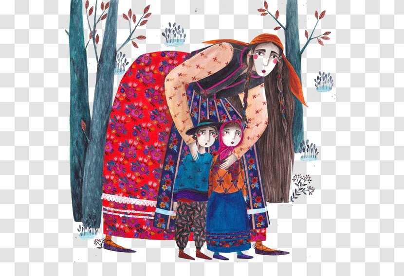 Drawing Illustrator Painting Art Illustration - Costume Design - Mother And Child Painted Transparent PNG
