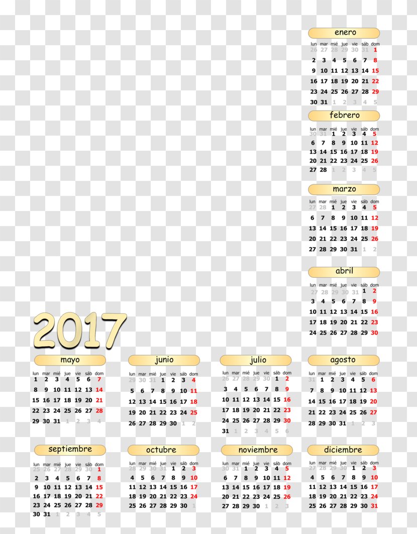 Calendar Template Clip Art - Text - Calendario Transparent PNG