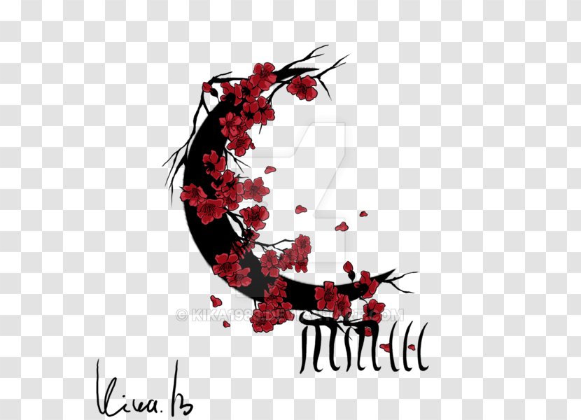 Tattoo Cherry Blossom Irezumi - Red - Blossoms Transparent PNG