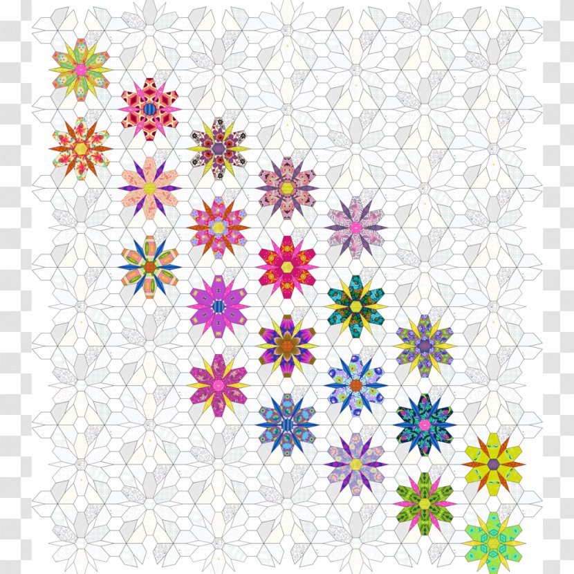 Foundation Piecing English Paper Quilt Pattern - Floral Design Transparent PNG