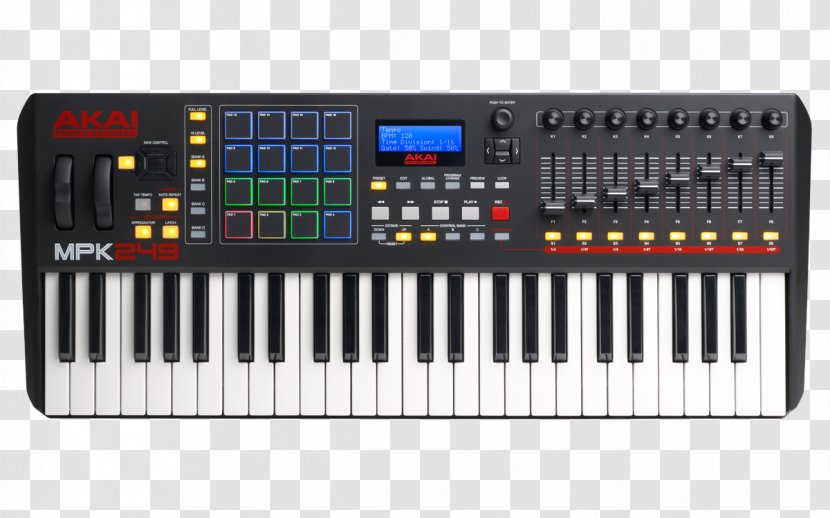 Computer Keyboard Akai MPK249 MIDI Controllers - Frame - Musical Instruments Transparent PNG