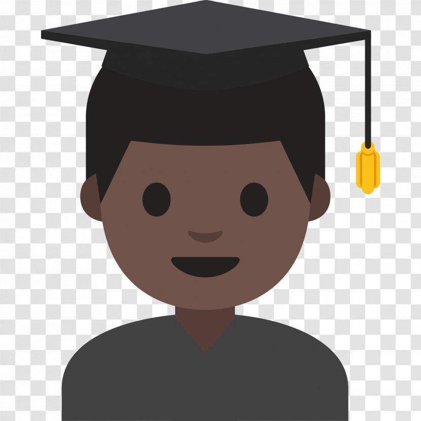 Emoji Human Skin Color Graduation Ceremony Dark Square Academic Cap - Smile Transparent PNG