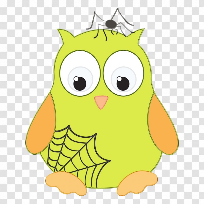 Cartoon Yellow Owl Green Bird Transparent PNG