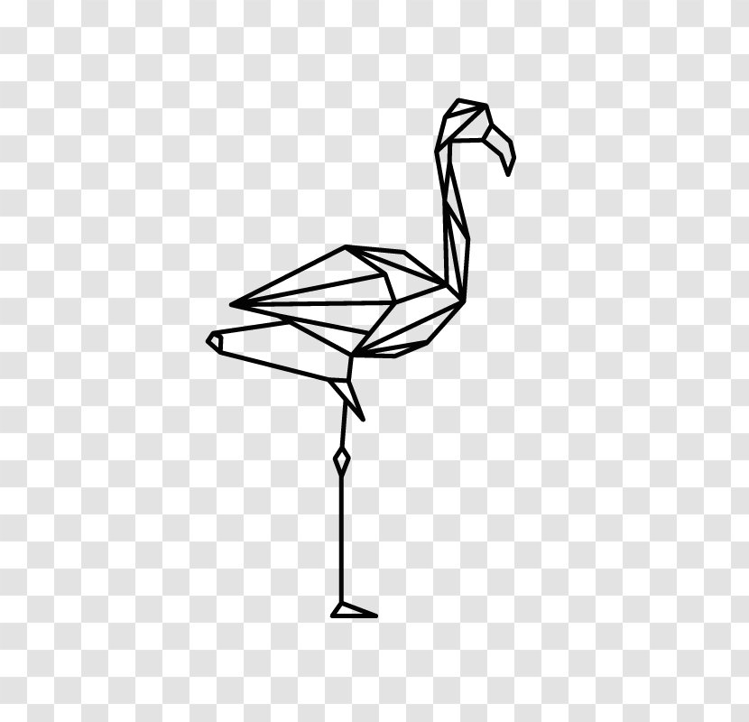 Sticker Paper Geometry Greater Flamingo Wall - Black And White Transparent PNG