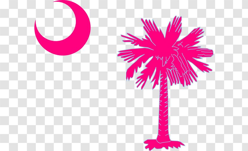 Flag Of South Carolina Sabal Palm Trees Clip Art - Pink Transparent PNG