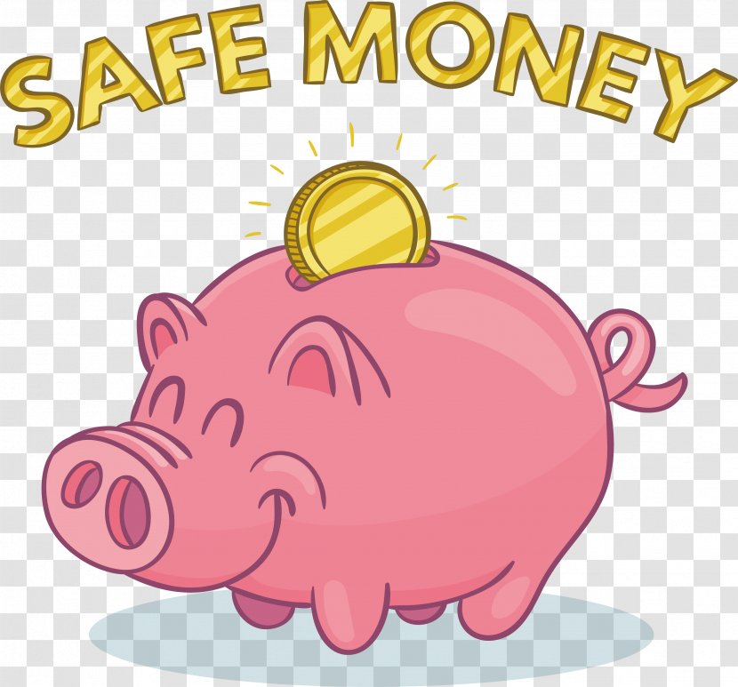 Domestic Pig Piggy Bank Clip Art - Hand-painted Pink Transparent PNG