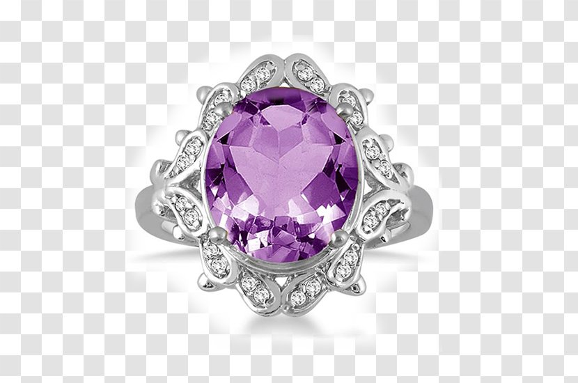 Amethyst Diamond Ring Purple Ruby - Engagement - Couple Rings Transparent PNG