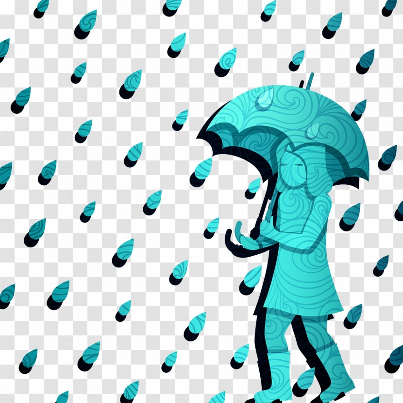 Rain Umbrella Cartoon Clip Art - Walking In The Transparent PNG