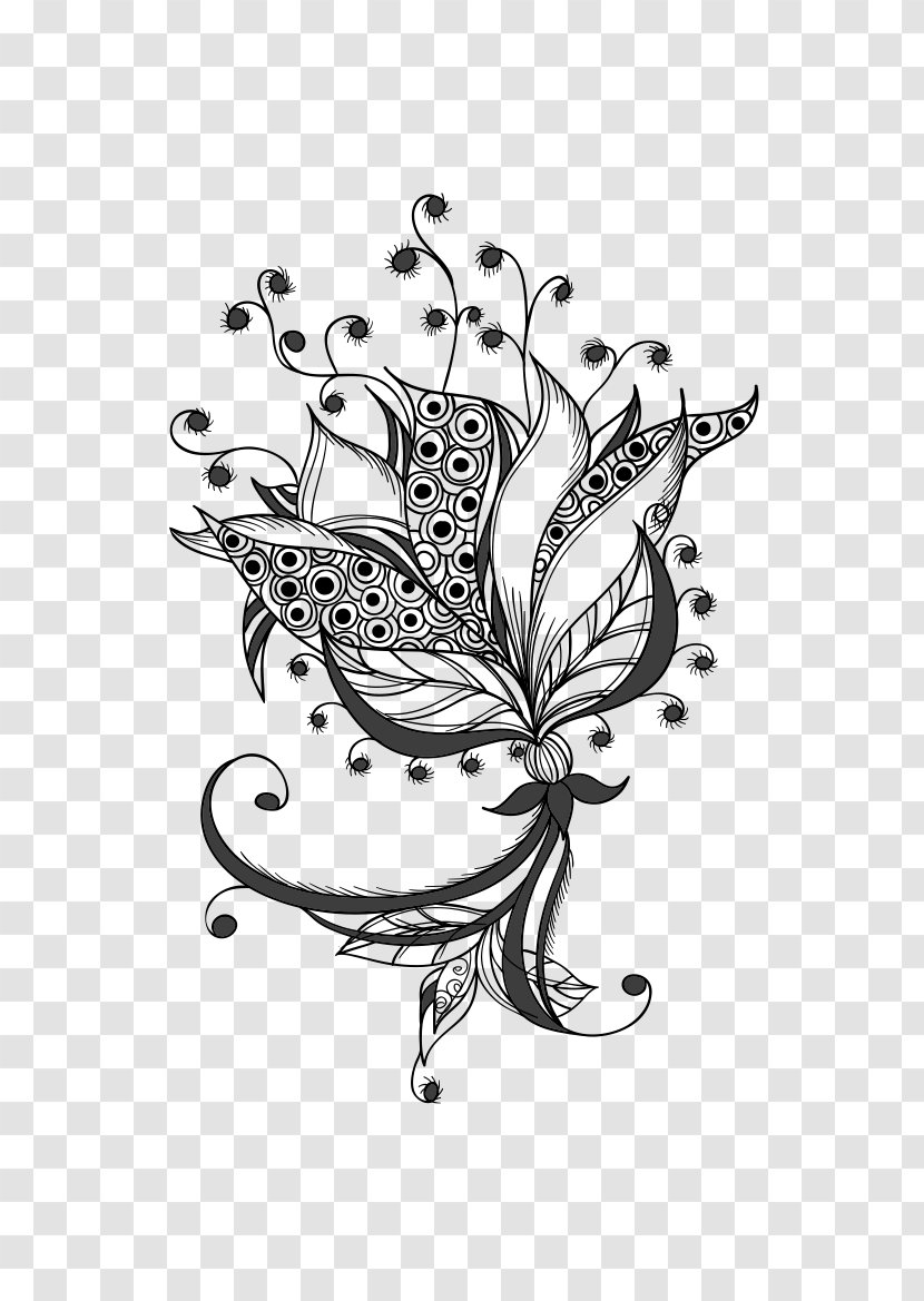 Tattoo Flower Stock Photography - Black And White - Chinese Transparent PNG