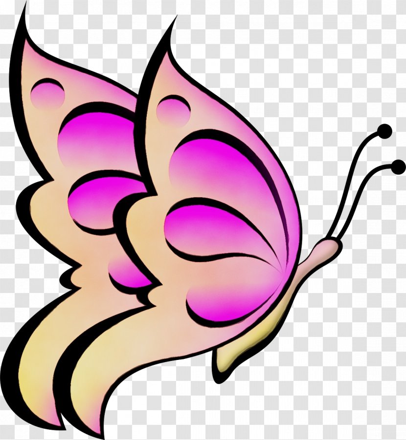 Clip Art Butterfly Pink Wing Moths And Butterflies - Line - Pollinator Transparent PNG