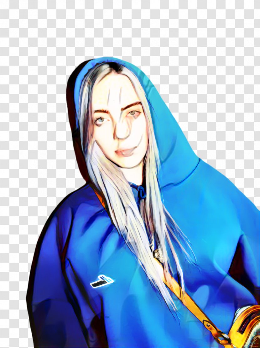 Billie Eilish Background - American Singer - Smile Electric Blue Transparent PNG