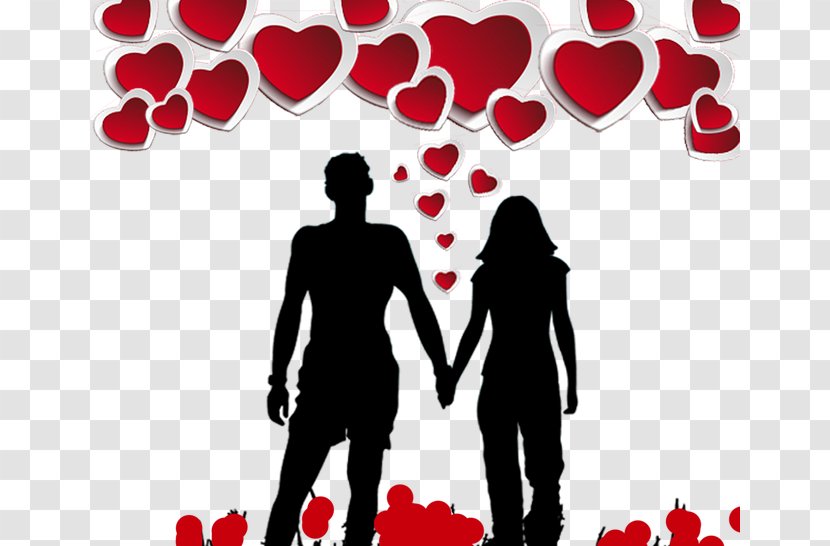 Valentines Day Silhouette Solo Poster - Heart - Couple Holding Hands Transparent PNG