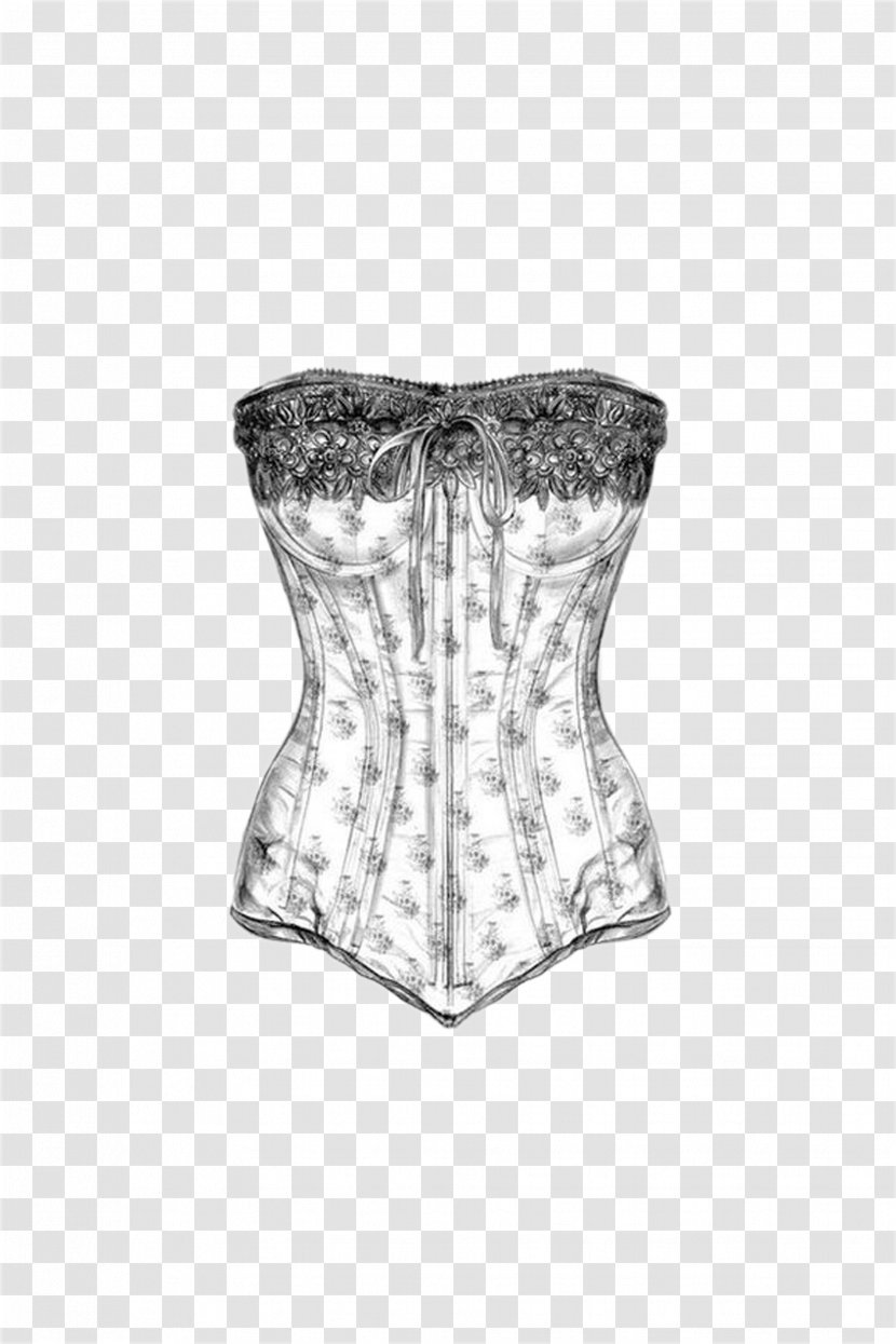 Drawing Corset Bustier Sketch - Cartoon - Hand-drawn Beamed Suit Transparent PNG