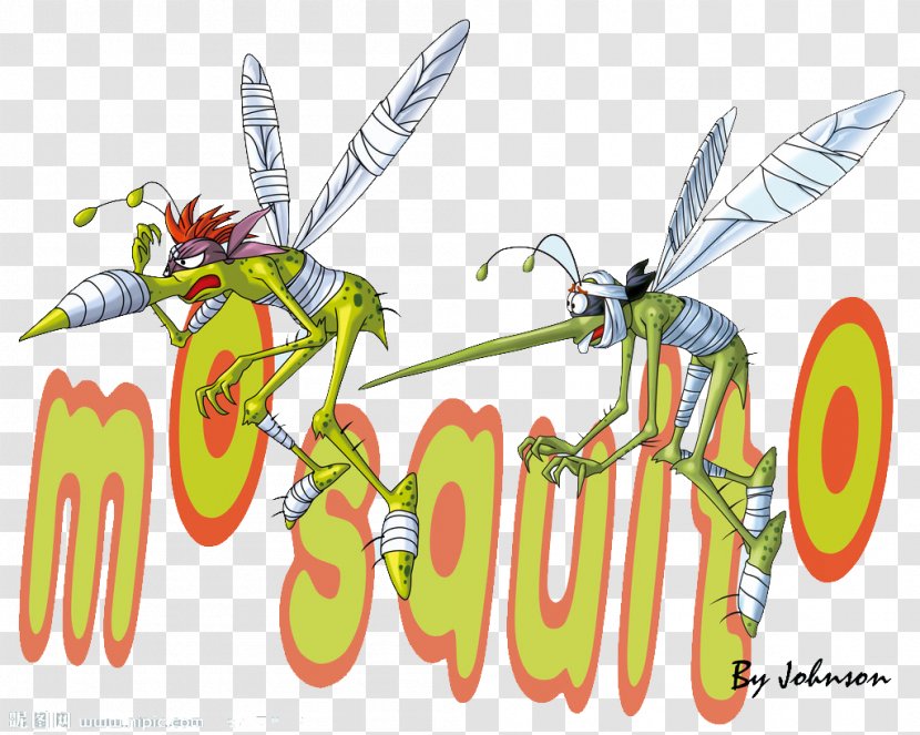Mosquito Cartoon Illustration - Text Transparent PNG