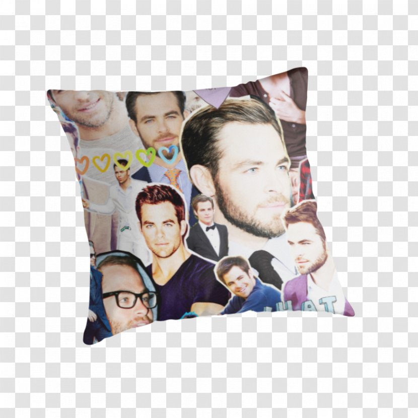 Poster Throw Pillows Collage Text Redbubble - Chris Pine Transparent PNG