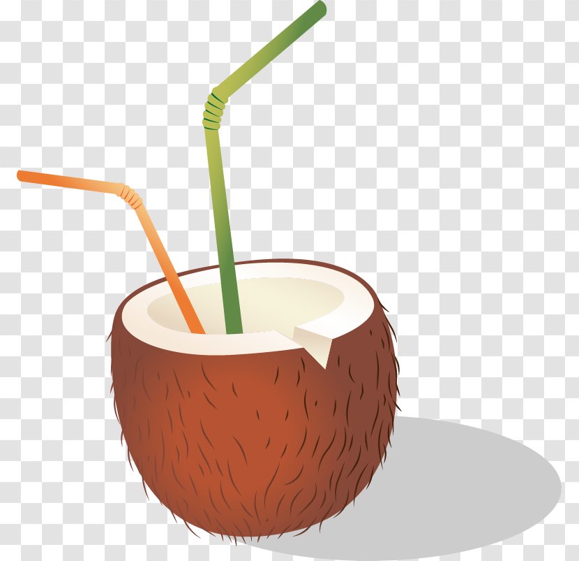 Coconut Water Drawing - Art - Hand-painted Straw Pattern Transparent PNG