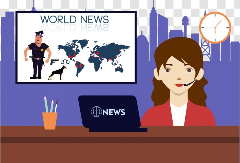 Cartoon News Presenter Illustration - Human Behavior - Anchor Transparent PNG