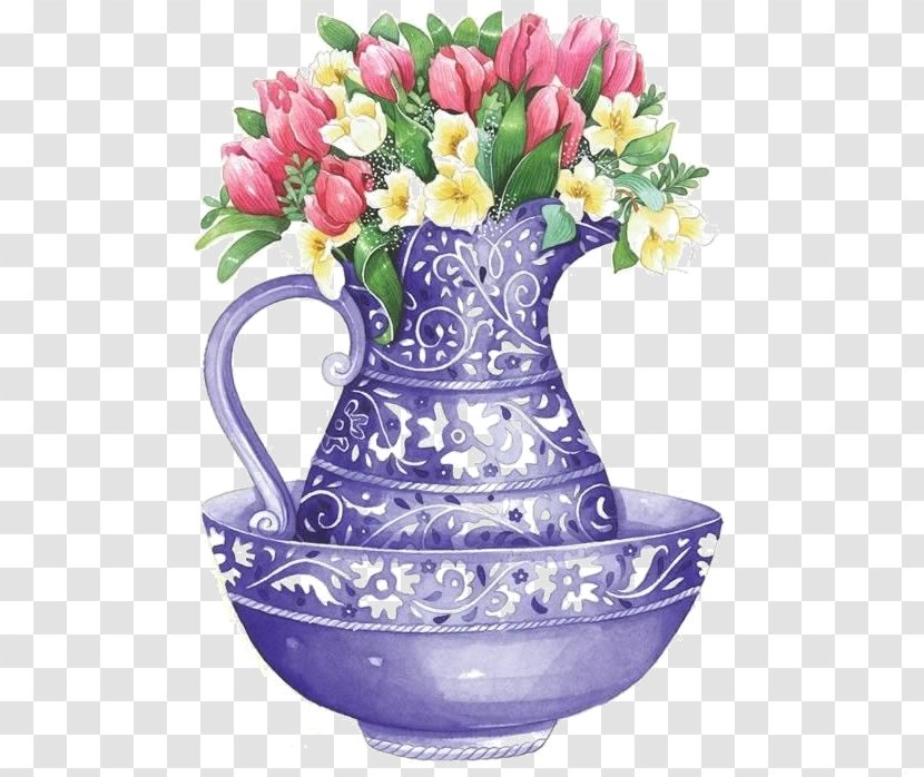 Floral Design Decoupage Vase Paper Flower - Flowers Bucket Transparent PNG